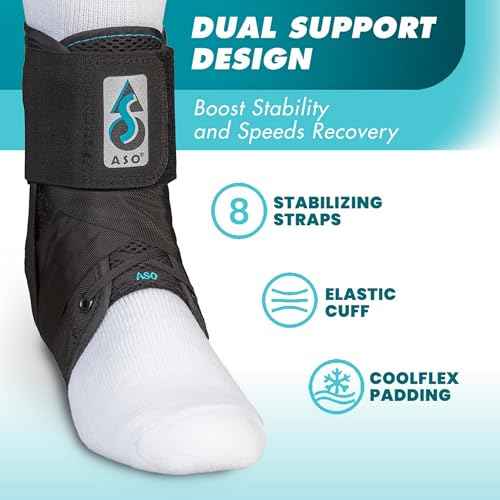 Med Spec ASO Ankle Stabilizer (Medium, Black) ? Ankle Brace for Sprained Ankle and Peroneal Tendonitis, Orthopedic Ankle Support for Men, Women, Adults, Teens and Kids, Sports Injury Recovery, 264014