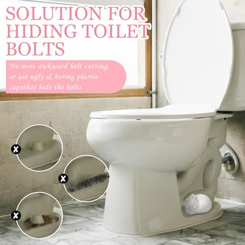 Wonderjune 2 Pack White Cat Toilet Bolt Covers | Decorative Bathroom Accessories