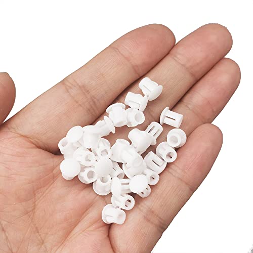Alamic 3/16 inch White Plastic Flush Hole Plugs - Pack of 100 for Cabinets