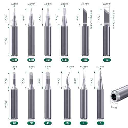 HANGLIFE 900M Soldering Iron Tips for Hakko, Yihua, Atten, Quick, Ryobi, and More Soldering Stations/Guns - Replacement Solder Tips for Welding Equipment & Accessories (12 pcs)