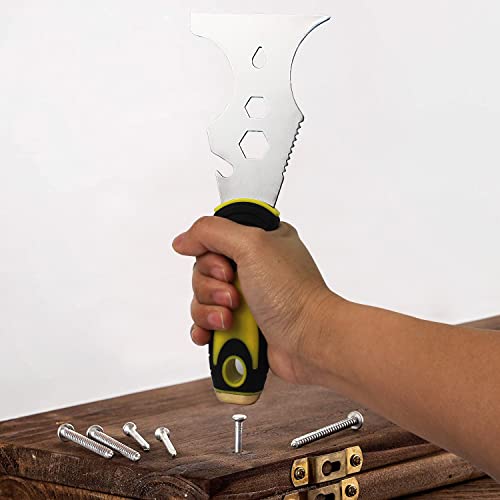 Multi-Painter's Stainless Steel Tool Spealloy Paint Scraper, Taping knife,3 in. Putty knife 15-in-1 Paint Scraper Hammer Head Soft Grip Handle Fixed Multi-Tool for Wood, Wallpaper Grout