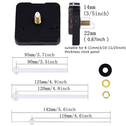 Mudder White Quartz Clock Movement Silent Mechanism Max 0.39 Inch Dial Thickness