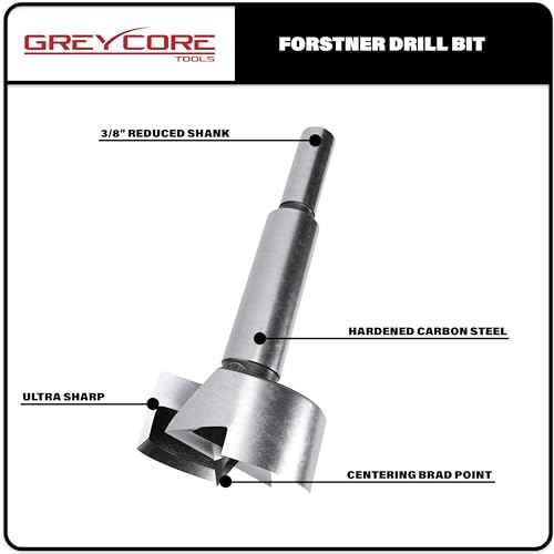 Greycore Tools 5/8 Inch x 3-1/2 Inch Forstner Drill Bit, High Speed Steel for Woodworking - Hardwood, Softwood and Plywood (5/8¡± Forstner)
