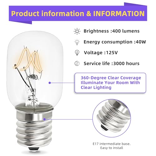 AMI PARTS 8206232A E17 40W 125V Under Hood Microwave Light Bulb (Incandescent, SGL variant 8206232A-Incandescent)