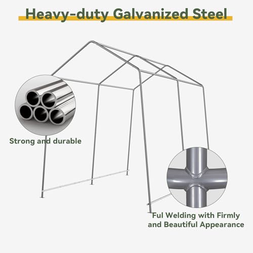 Aoxun Gray 6x8x7 FT Outdoor Portable Storage Shed Tent for Motorcycle & Equipment