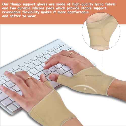 Thumb Wrist Brace Compression Sleeve for Women and Men, Soft Elastic Fabric Thumb Splint Glove Liner for Arthritis Pain Relief Protector Support - Left and Right Hand (Large)