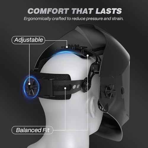 ARCCAPTAIN Premium Face Shield, Full Face Impact Resistant Mask with Polycarbonate Visor and Adjustable Ratcheting Headgear, ANSI Z87.1 Certified for Grinding, Cutting, Industrial Use
