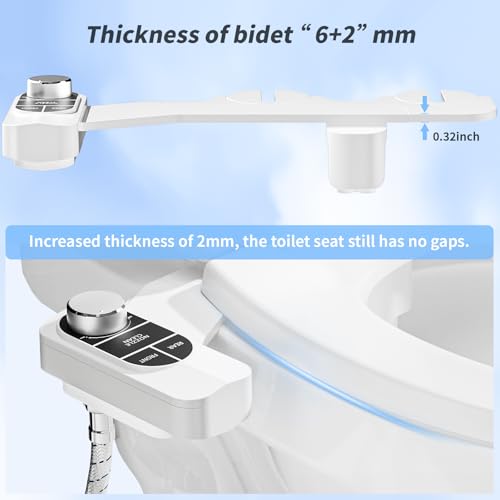 SAMODRA Non-Electric Bidet Attachment for Toilet - Self-Cleaning Dual Nozzle, Adjustable Pressure, Fits Most Toilets, Classic Black/Silver