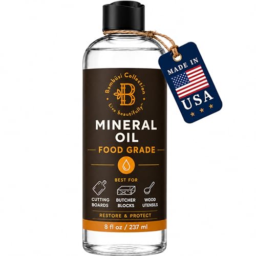 Bambüsi Food Grade Mineral Oil for Wood Cutting Boards - 7.3"L x 1.8"W, 8oz