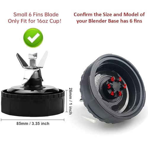 Feilifan 6-Fin Replacement Blade for Ninja BL660/16 oz Cup - 1100W Compatibility, S Variation