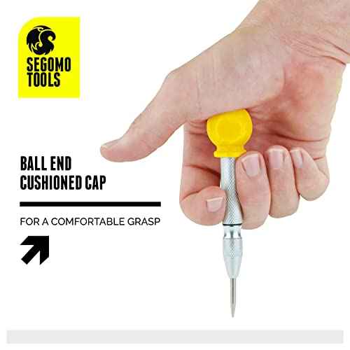 Segomo Tools 5 Inch Precision Diamond Knurled S2 Steel (58-60) Automatic Center Punch | Punch Tool | Spring Loaded Center Punch | Auto Center Punch | Wood, Plastic, Glass, Metal Punch - ACP01