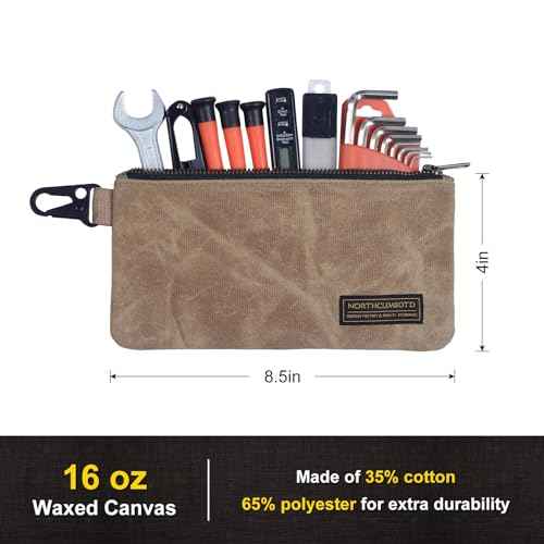 Small Tool Bag, Waxed Canvas Zippered Pouch, Tool Pouches with Zipper, Utility Small Tool Pouch for Tool Organizers and Storage, 8.5" x 4" - 4-Pack