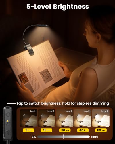 Glocusent Black 13 LED Book Reading Light, Night Reading Lamp, Gift for Book Lovers