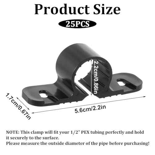 25 Pack 1/2 Inch Pipe Supports Suspension Clamp Pipe 2 Hole Mount Pipes Clamps PVC Pipes Strap Clips Conduit Strap Clamps Cushioned Heavy Duty Conduit Clips for PEX, Copper, CPVC