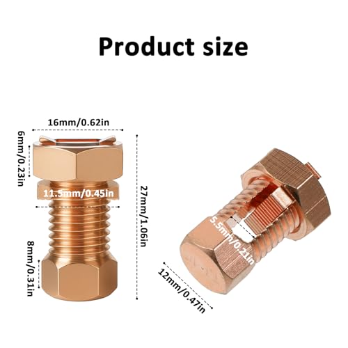 2PCS Copper Split Bolt Connector Grounding Clamps for Copper Wires TJ-16