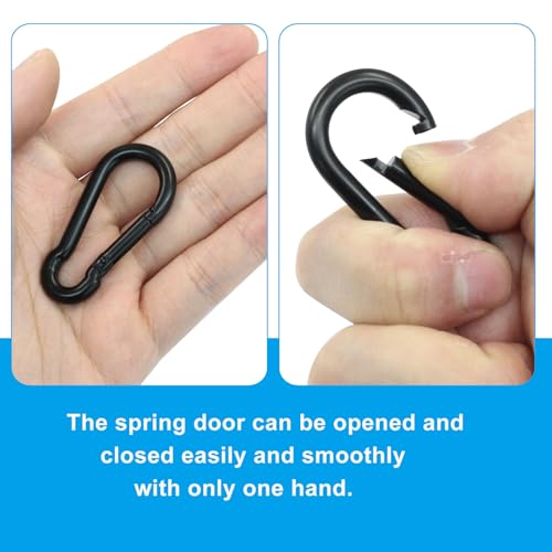 Black M5 Spring Snap Hooks 1.96 Inch - 10 Pack, Rustproof Stainless Steel
