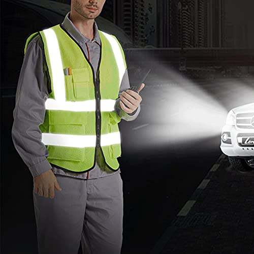 XIAKE Yellow Mesh Reflective Safety Vest for Men & Women Class 2 ANSI Standard Large