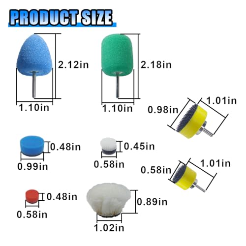 16PCS Mini Buffing Polishing Pads Kit, Yellow Sponge Detail Polisher Pads for Rotary Tools & Tight Areas, Wheel Hub Cleaning Tool, Compatible with Glass, Stainless Steel, Plastic, Ceramic