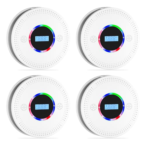 Smoke and Carbon Monoxide Detector, Combination Smoke Alarm and Carbon Monoxide Detector Battery Powered, CO Detector with Sensitive Sensor, LCD Display and Sound Warning, CDR-813