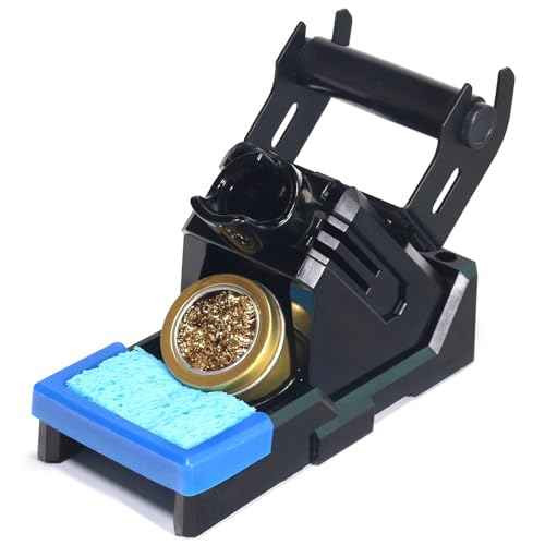 YIHUA X-2 Evolution Advanced Heat-Resistant Soldering Iron Holder & Storage System with Solder Spool Holder, Brass Wool Tip Cleaner, Cleaning Sponge, Protective Edge, 5 Integrated Tip Storage Slots