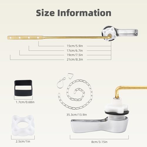 iFealClear Front Mount Toilet Handle Replacement Kit Chrome, Solid Brass, Adjustable, Universal Fit