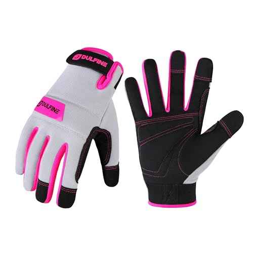 DULFINE Work Gloves for Women,Flexible Breathable Fit-Padded Knuckles & Palm,Touch Screen,Ideal for Gardening Yardwork Warehouse