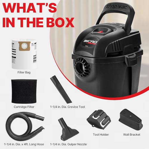Shop-Vac Micro Wet Dry Vacuum Machine 1 Gallon 1.0 Peak HP Portable Shop Vacuum