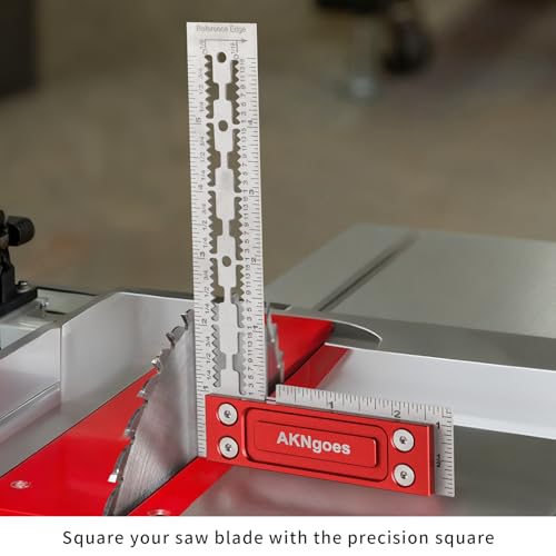 6 Inch Precision Woodworking Square with Scribing Notches – Stainless Steel, Aluminum Handle