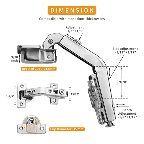 Chibery 2 Pack 135° Full Overlay Lazy Susan Hinge for Corner Kitchen Cabinets