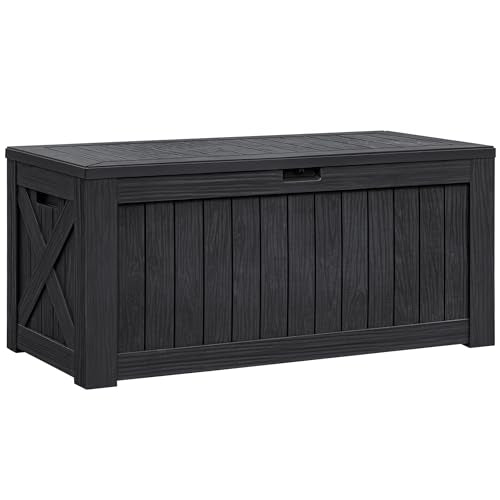 Flamaker Black 120 Gallon Waterproof Deck Box Outdoor Storage Chest