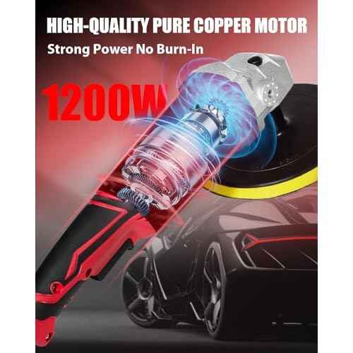 AVID POWER Car Buffer Polisher, 1200W 7 Inch/6 Inch Rotary Buffer Waxer, 6 Variable Speed 1600-3500 RPM, Detachable Handle & Side Handle for Car Detailing, Boat Sanding, Polishing and Waxing