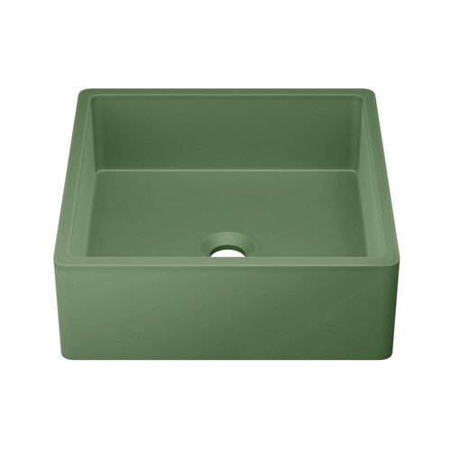 Swiss Madison Lisse 15.5" Concrete Square Vessel Sink in Matte Royal Green