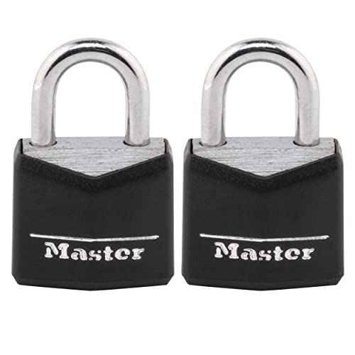 Master Lock 121T Padlock, Covered Aluminum Lock, 3/4 in. W, Black, 1-Pack, 2-Count