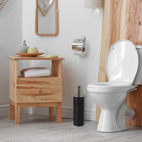 Black Toilet Plunger with Holder for Bathroom & Bathtub Drains - Compact & Quick Dry