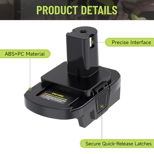 Battery Adapter Compatible with DeWalt 18V/20V & Compatible with Milwaukee 18V to Work for Ryobi One+ 18V Tools (No USB Port)
