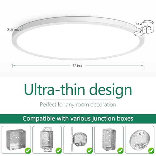 Brightever 12 Inch LED Flush Mount Ceiling Light Dimmable 5CCT 4-Pack