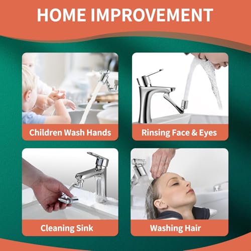 CECEFIN Swivel Faucet Extender Sink Aerator - 1080° Rotating, 2-Mode, Brass & ABS