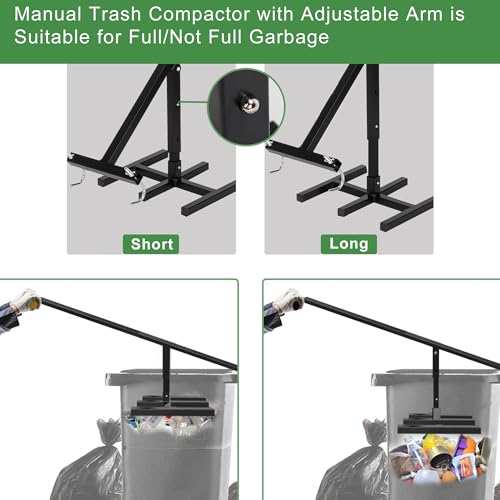 Yuxitia Manual Trash Compactor for 120L-660L Wheelie Bins | Adjustable Handle