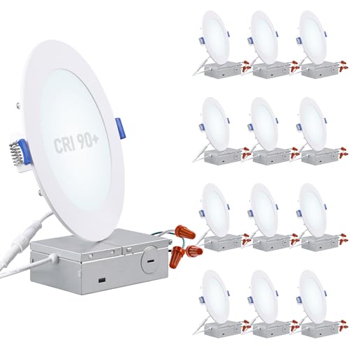TORCHSTAR 6 Inch Daylight LED Recessed Light 12W CRI90 Dimmable Slim Ceiling Fixture