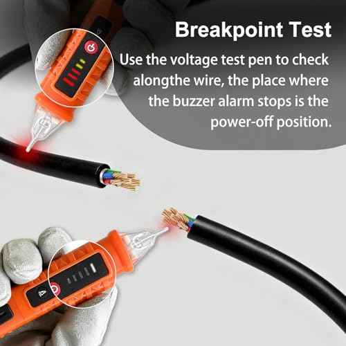 Voltage Tester, Non-Contact Voltage Detector, Electrical Tester, 3 Ranges AC 12V/48V/70V-1000V, Live/Null Wire Tester with Buzzer Alarm and Flashlight, Wire Breakpoint Finder - Orange