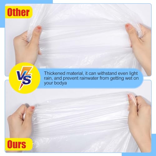 Handepo 150 Pack White Disposable Rain Ponchos with Hood - Emergency Waterproof Outerwear
