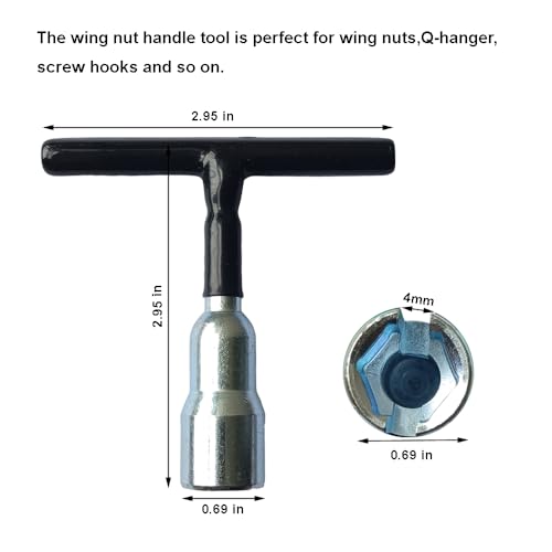 Wing Nut Hand Tool, T Handle Wing Nut Tightening Hand Tool Driver for Eye Screws, C Hook Bolt, Q-Hanger,Screw Hooks