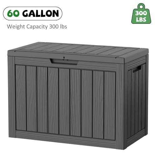 Black DRATO 60 Gallon Waterproof Lockable Outdoor Resin Storage Box