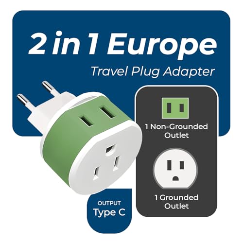 OREI European Type C Power Plug Adapter with 2 US Inputs - Travel 3 Pack - Compatible with Turkey, Italy, Iceland - Model Type C- Europe