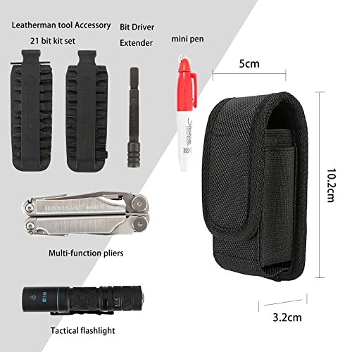 Multitool Sheath, Multitool Pouch, EDC Belt Organizer for Pen/Flashlight/Folding Knife, Knife Sheath fits 5" Multitools, Tactical Pocket Knife Holder, Small Belt Tool Pouch, Belt Pouches for Men