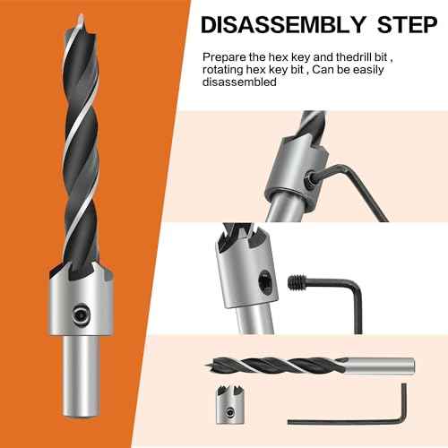 Countersink Drill Bit Set, 7Pcs Tapered Drill Bits M2 HSS, with 1/4" Hex Shank Quick Change and Allen Wrench, Counter Sinker Set for Woodworking and Carpentry, Pilot Screw Hole Set