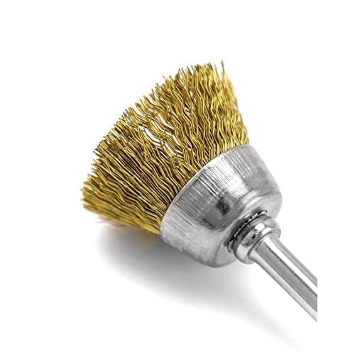 QWORK 36Pcs Brass & Stainless Steel Wire Brush Polishing Wheel Kit for Rotary Tools - for Metal, Wood Grinding, Deburring, and Polishing