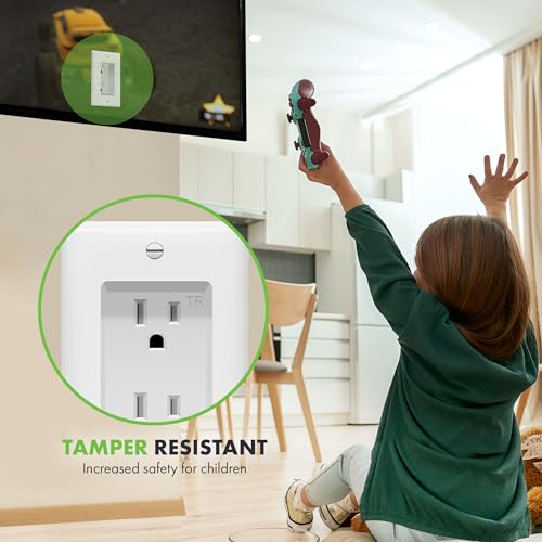 TOPGREENER Recessed Duplex Outlet 2 Pack, Tamper-Resistant, White, Wall Mount