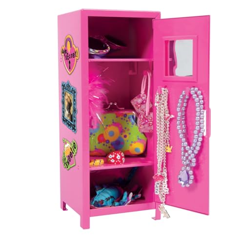 Girls Talk Mini Locker with Magnets & Lock - Pink Metal Storage Cabinet for Kids