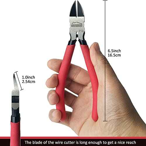 6 inch Side Cutter - Diagonal and Spring Loaded Wire Cutters with Non-slip Red Handle, Ideal for Jewelry, Crafting, Zip Tie, Heavy Duty,1 Pack
